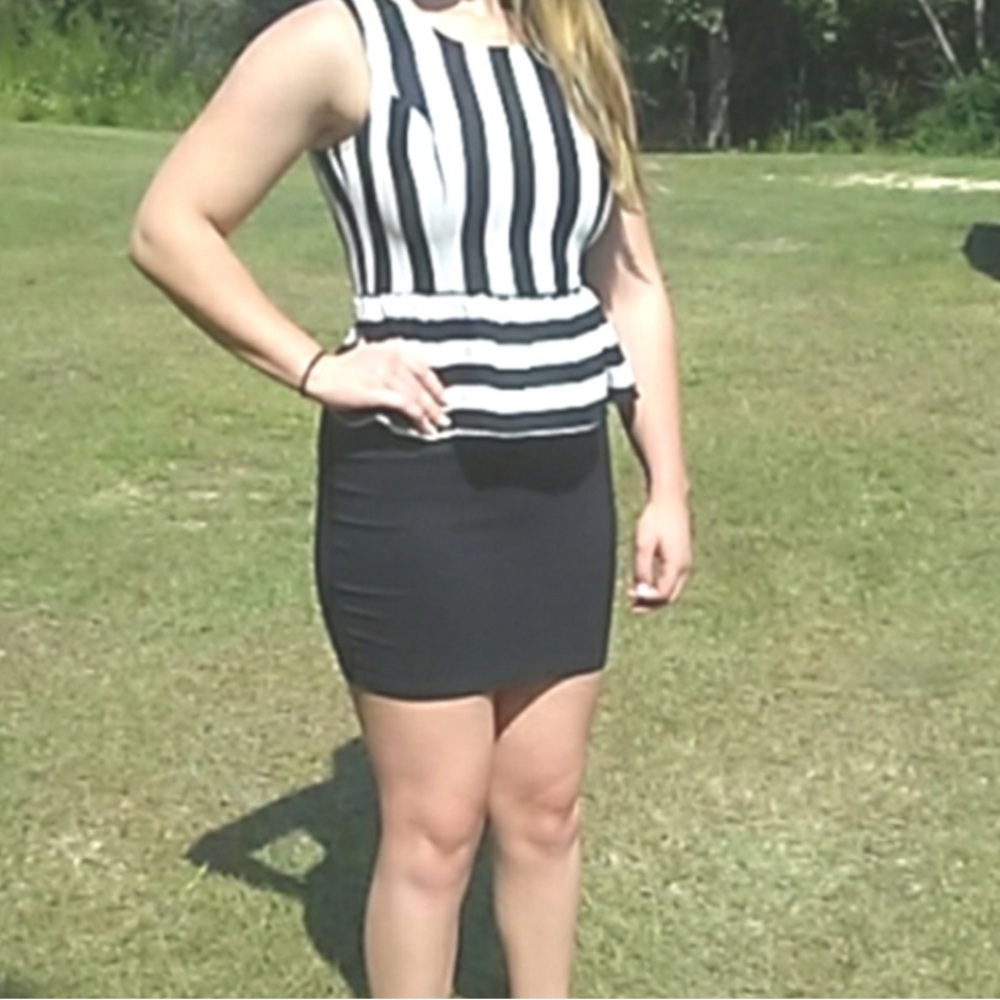 Point Black Peplum Sleeveless Mini Dress